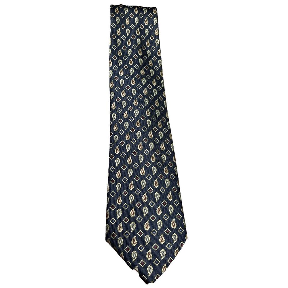 KEY OF SCANDINAVIA Tie Navy Blue Polyester Necktie Vintage